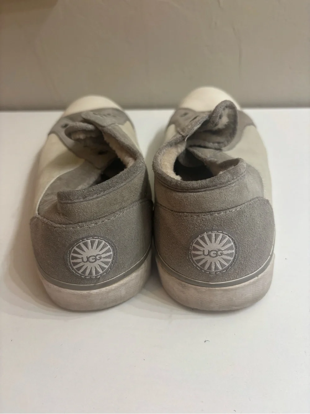 UGG Australia Grey Suede & Canvas Fleece-Lined Sneakers - Size 8